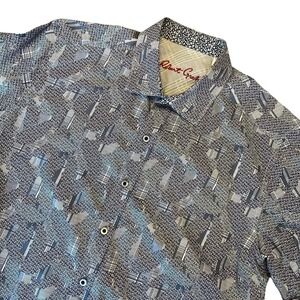 Robert Graham Cuffed Short Sleeved Geometric Button Up Shirt Cotton Men's M